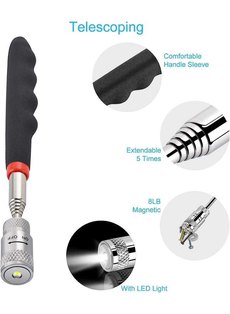 Magnetic Telescoping Pickup Tool with LED light, Stainless Steel Magnet Stick Pick Up Tool, Magnetic Retrieval Tool for Hard to Reach Places, Magnet Sticks, 8LB, Gifts For Men, Dad, Handyman - Image 4