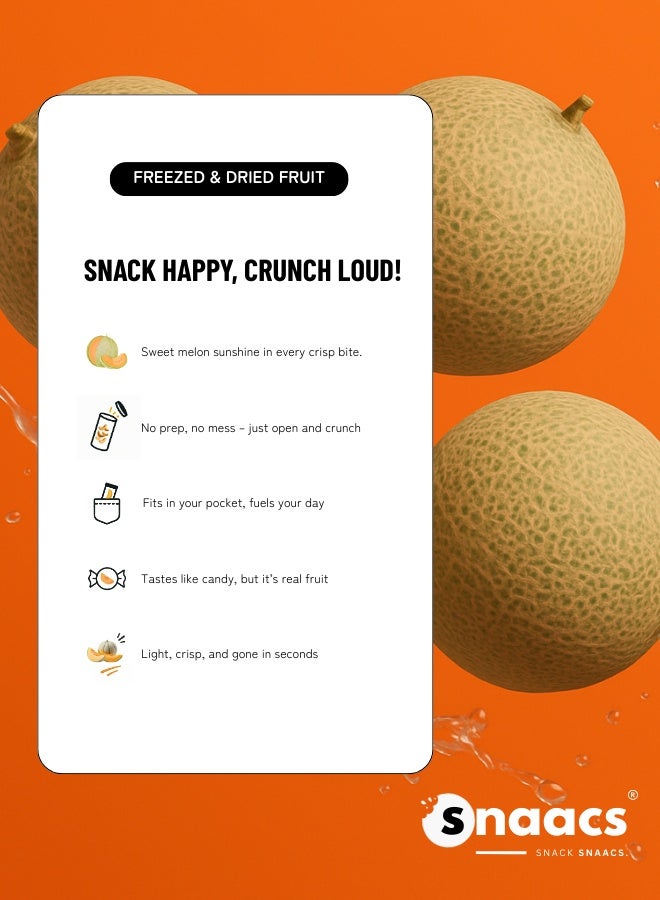 سناكس شرائح شمام مجففة بالتجميد من سناكس | بدون إضافة سكر | وجبة خفيفة من الفاكهة حلوة ومقرمشة بشكل طبيعي (56 غرام) - Image 4