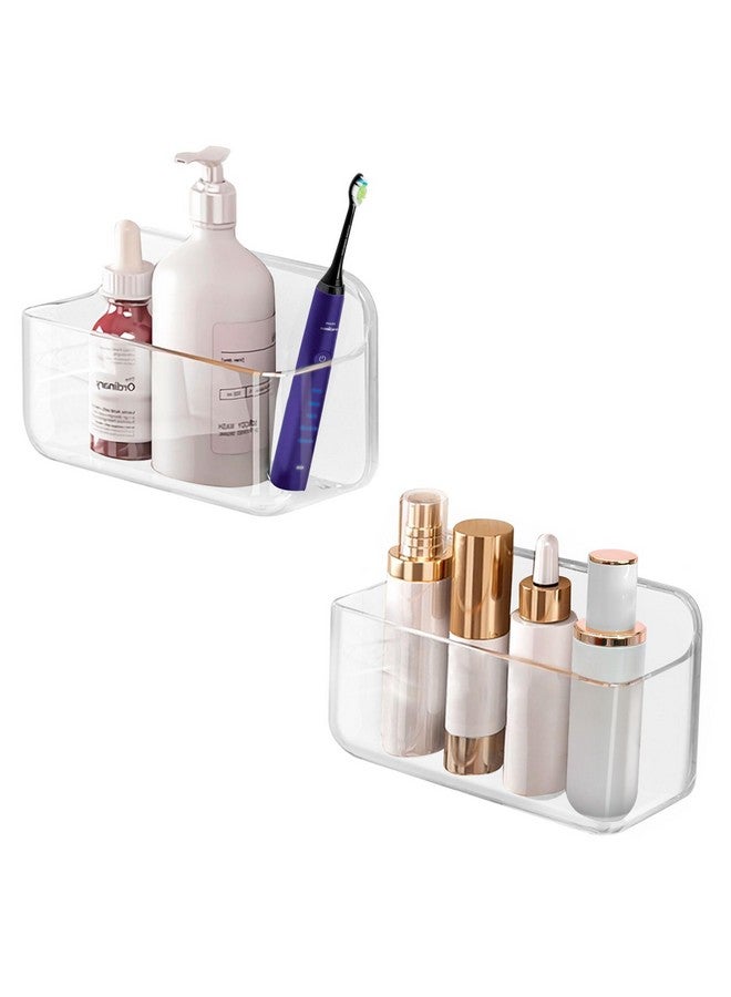CGBE CGBE 2 Packs Cabinet Door Organizer, Acrylic Adhesive Shelf Wall Mounted Storage, Self Adhesive Shower Shelves Without Drilling, Automatic Draining Clear Shower Organizer for Bathroom - Image 1