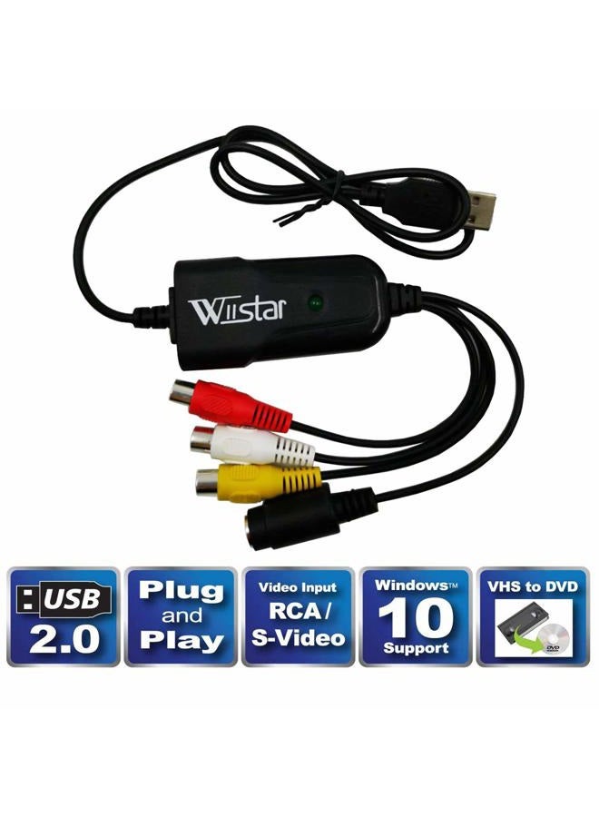 Wiistar USB 2.0 Video Capture Card Device Adapter VHS to DVD Digital Converter Support Windows 10/8/7/XP Capture Video Driver Free Easycap - Image 2