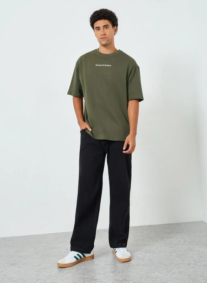Styli Men Back Graphic Oversized T-Shirt