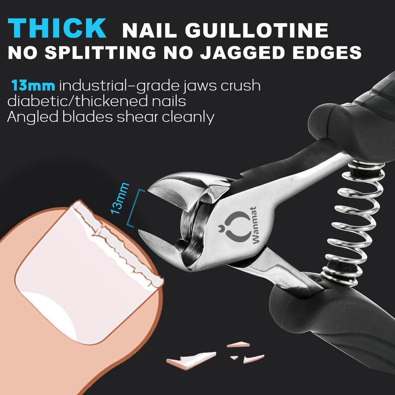 Wanmat Toenail Clippers, Professional Thick & Ingrown Nail Clippers for Men, Pedicure Clippers Toenail Cutter, Upgraded Toe Nail Clippers with Catcher and Non-Slip Handle - Image 2