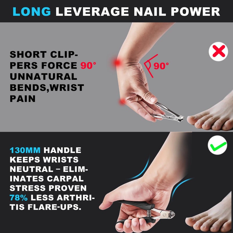 Wanmat Toenail Clippers, Professional Thick & Ingrown Nail Clippers for Men, Pedicure Clippers Toenail Cutter, Upgraded Toe Nail Clippers with Catcher and Non-Slip Handle - Image 5