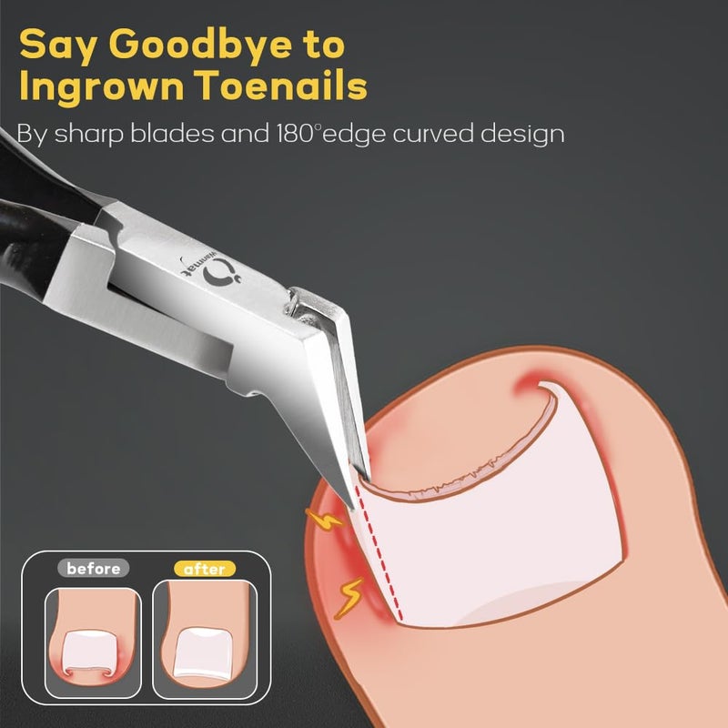 Wanmat Toenail Clippers, Professional Thick & Ingrown Nail Clippers for Men, Pedicure Clippers Toenail Cutter, Upgraded Toe Nail Clippers with Catcher and Non-Slip Handle - Image 3
