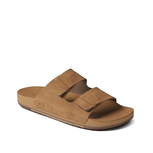 REEF Ojai Two Bar Men's Fashion Slide Sandal, Premium Suede, Soft Cushion Footbed, Tan, 12 - Image 1