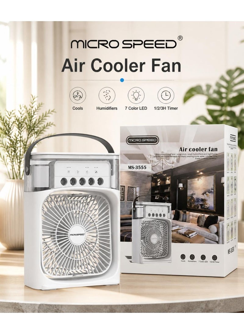 micro speed Water Mist Spray Fan, 600ML Water Capacity Misting Fan USB Desktop Humidification Cooling Fan Desk Fan with Mist Spray Portable Misting Fan Water Cooled Fan for Home Office Camping And more ((White)) - Image 1