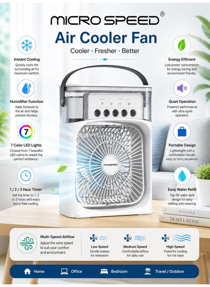 micro speed Water Mist Spray Fan, 600ML Water Capacity Misting Fan USB Desktop Humidification Cooling Fan Desk Fan with Mist Spray Portable Misting Fan Water Cooled Fan for Home Office Camping And more ((White)) - Image 2