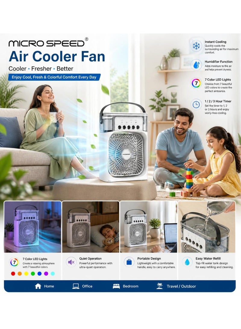 micro speed Water Mist Spray Fan, 600ML Water Capacity Misting Fan USB Desktop Humidification Cooling Fan Desk Fan with Mist Spray Portable Misting Fan Water Cooled Fan for Home Office Camping And more ((White)) - Image 4