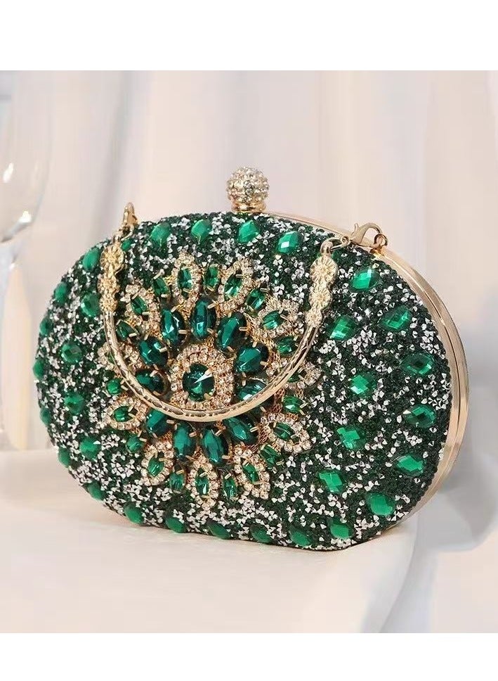 Green Sunflower Clutch Purses For Women Rhinestone Evening Purse Sparkling Handbags Crystal Clutch For Wedding Party，Valentine's Day gift  - Image 2