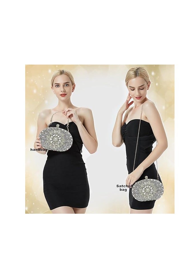 Green Sunflower Clutch Purses For Women Rhinestone Evening Purse Sparkling Handbags Crystal Clutch For Wedding Party，Valentine's Day gift  - Image 3