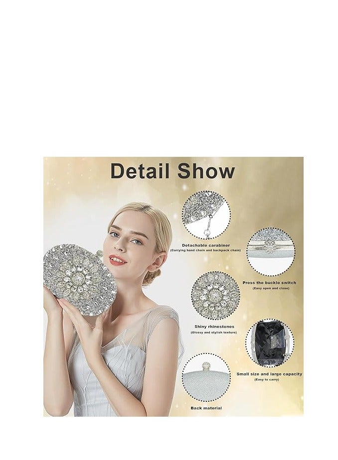 Green Sunflower Clutch Purses For Women Rhinestone Evening Purse Sparkling Handbags Crystal Clutch For Wedding Party，Valentine's Day gift  - Image 5