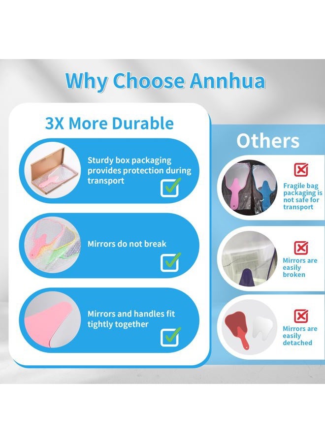 Annhua Handheld Mirror Small with Handle Blue, Hand Mirror Tooth-Shaped Kids Makeup Mirror Cute for Salon|Barber|Hairdressing - Easy to use & Lightweight - Image 4