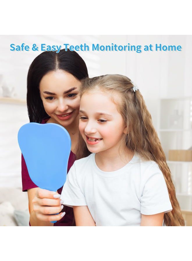 Annhua Handheld Mirror Small with Handle Blue, Hand Mirror Tooth-Shaped Kids Makeup Mirror Cute for Salon|Barber|Hairdressing - Easy to use & Lightweight - Image 5