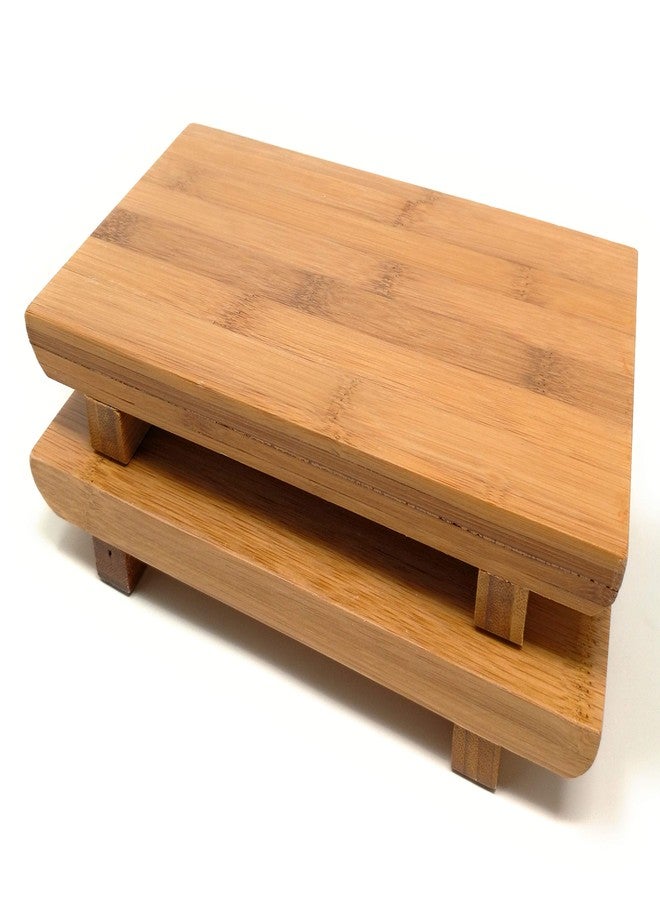 TJ Global Set of 2 Sashimi Sushi Bamboo Serving Geta Plates - Japanese Style Tableware Bamboo Sushi Board Cutting Tray (L9.4 x W5.9) - Image 2