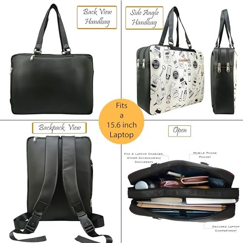 Funk For Hire Women’s 2 in 1 Faux Leather Printed Laptop Bag | Convertible Backpack & Handbag | Waterproof Lining | Cushioned Sleeve | Fits Up to 15.6” Laptops | Stylish & Versatile Design - Image 3