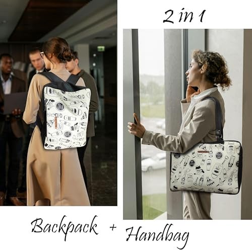 Funk For Hire Women’s 2 in 1 Faux Leather Printed Laptop Bag | Convertible Backpack & Handbag | Waterproof Lining | Cushioned Sleeve | Fits Up to 15.6” Laptops | Stylish & Versatile Design - Image 5
