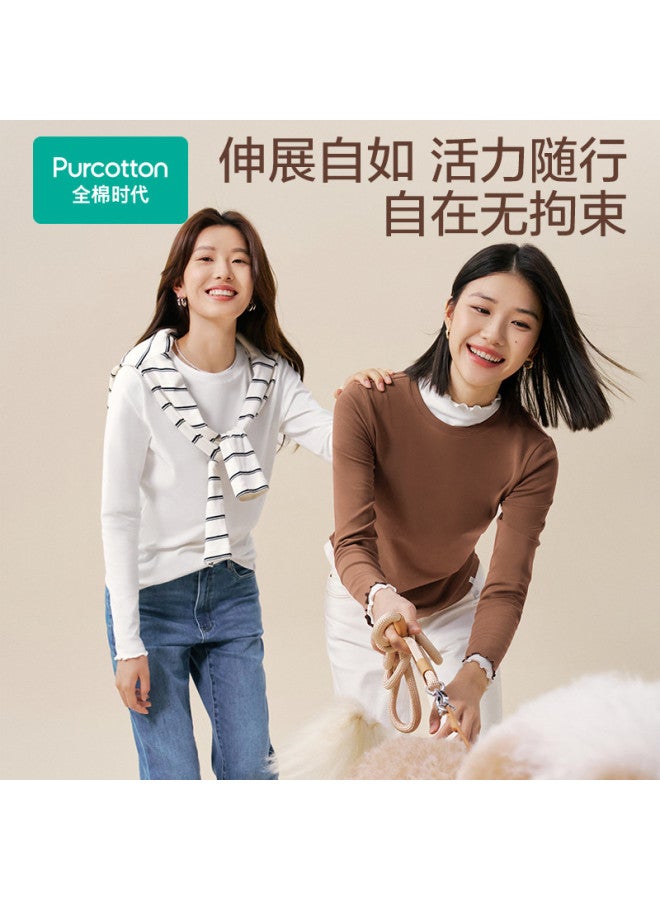 purcotton Women'S Knitted Sweater Semi-High Neck Long Sleeve T-Shirt For Autumn And Winter, Elegant, Exquisite, Comfortable, Versatile, Casual, And Commuter-Friendly - Image 5