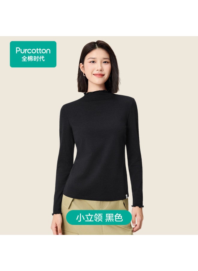 purcotton Women'S Knitted Sweater Semi-High Neck Long Sleeve T-Shirt For Autumn And Winter, Elegant, Exquisite, Comfortable, Versatile, Casual, And Commuter-Friendly - Image 2