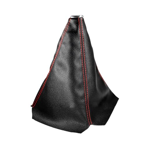 Sylvil Car Shift Knob Dust Cover, Gear Shift Knob Cover for Protection, Leather Manual/Automatic Shifter Shift Boots Cover, Decorate Car Interior, Universal Car Accessories (Black+Red PU) - Image 1