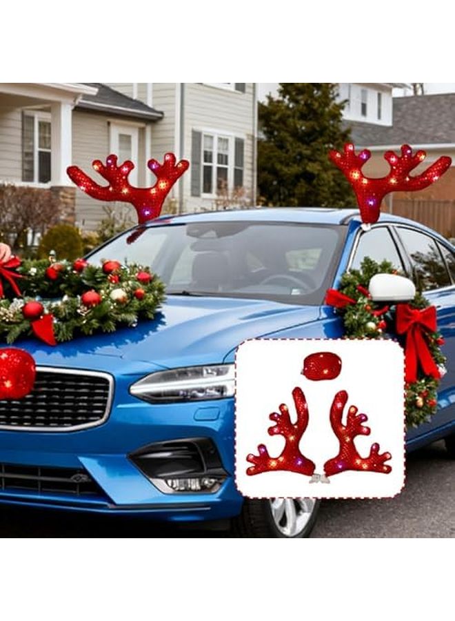 Red Christmas Car Decorations LED Light Deer Antler Design Durable Exterior Attachment Easy Installation - Image 5