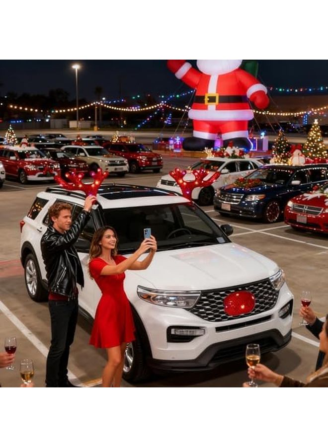 Red Christmas Car Decorations LED Light Deer Antler Design Durable Exterior Attachment Easy Installation - Image 4