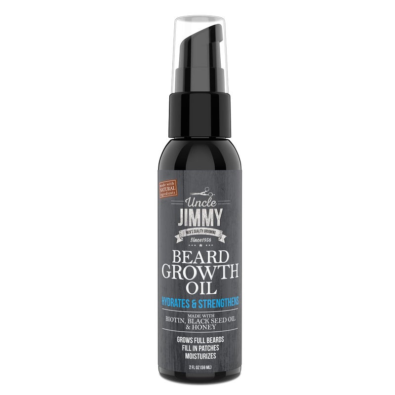 Uncle Jimmy Beard Growth Oil with Biotin  Natural Beard Care for Thicker Fuller Healthier Beard  Mens Facial Hair Treatment for Grooming  Increases Thickness and Volume 2 Fl Oz