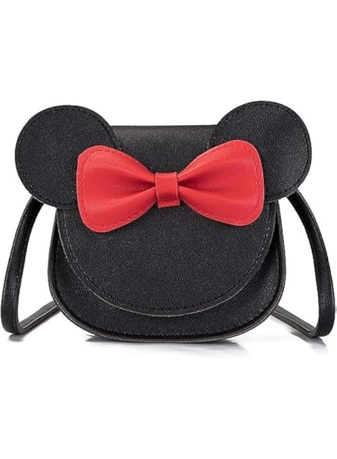 HOOKOR Little Girls Toddlers Mini Crossbody Shoulder Bag Coin Purse with Cute Mouse Ear Bowknot (Black)  - Image 1