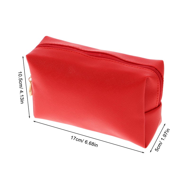Portable Red PU Leather Lipstick Storage Bag Mini Travel Makeup Pouch Cosmetics Organizer - Image 3