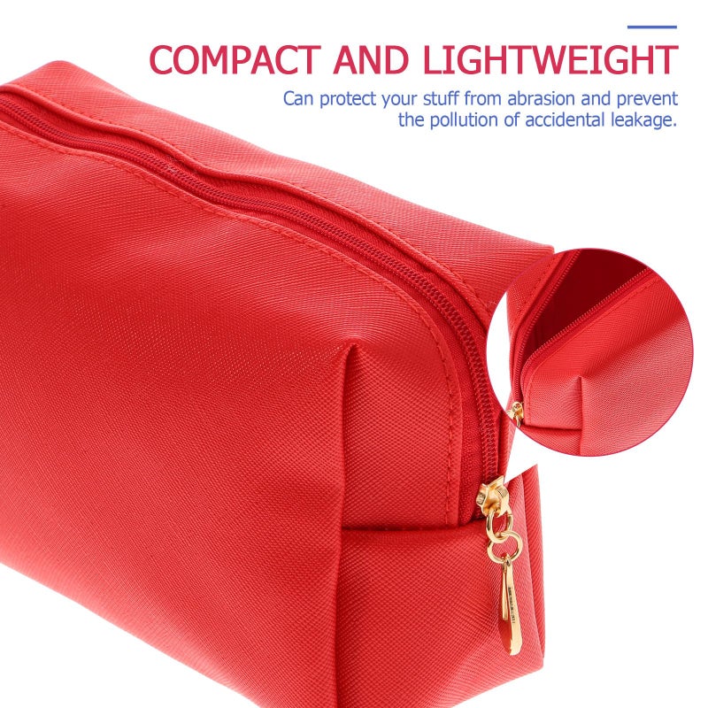Portable Red PU Leather Lipstick Storage Bag Mini Travel Makeup Pouch Cosmetics Organizer - Image 4