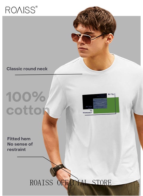 Man's T-shirt Regular Fit Trendy All-Match Pattern Printing Short Sleeves