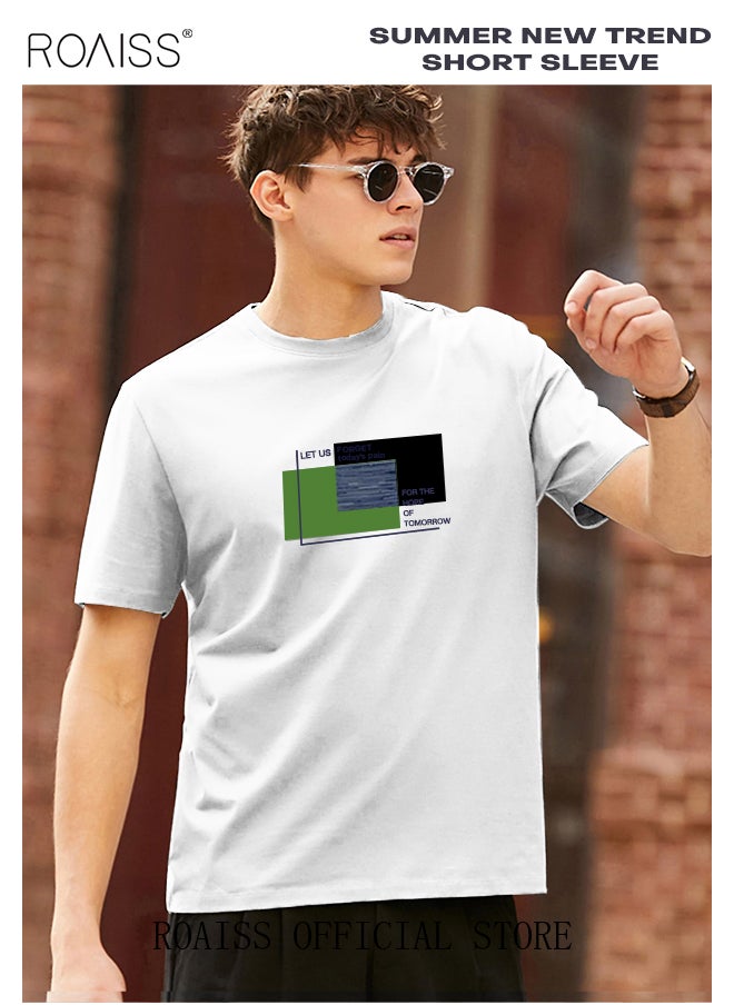roaiss - Man's T-shirt Regular Fit Trendy All-Match Pattern Printing Short Sleeves - Image 1