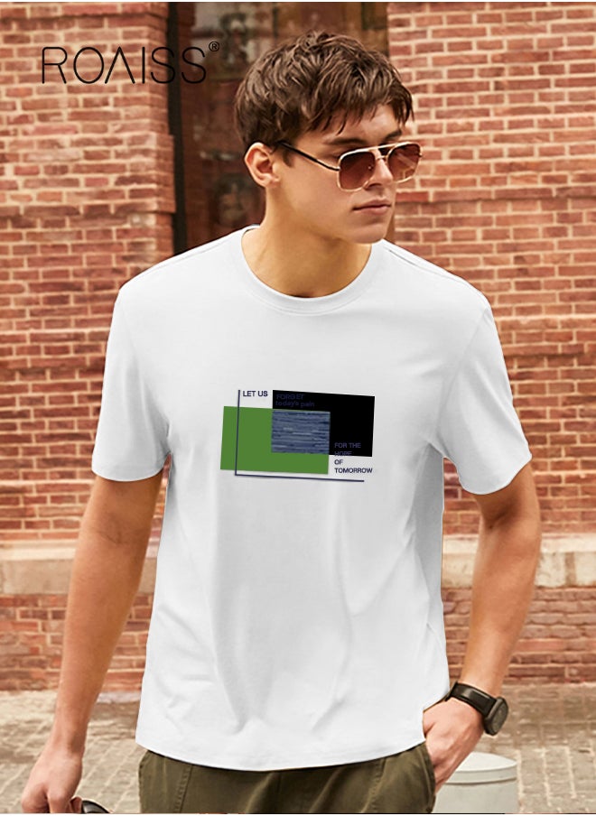 roaiss - Man's T-shirt Regular Fit Trendy All-Match Pattern Printing Short Sleeves - Image 1