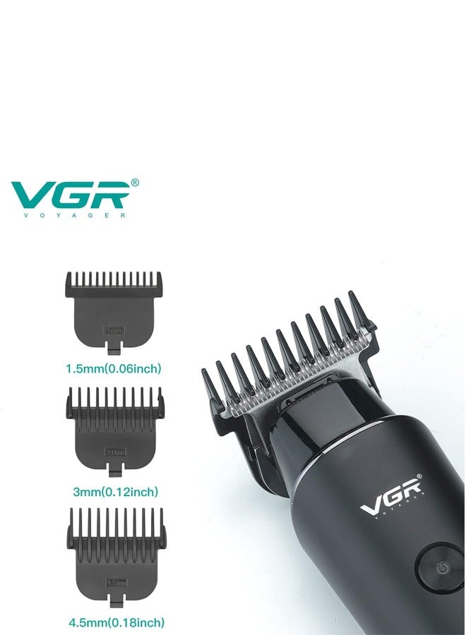 VGR V-937 Professional Cordless Rechargeable Hair Trimmer with USB Charging Cable, LED Display, Stainless steel blades, 3 Guide Combs for men - Image 3