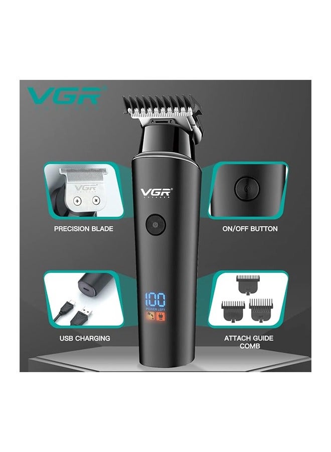 VGR V-937 Professional Cordless Rechargeable Hair Trimmer with USB Charging Cable, LED Display, Stainless steel blades, 3 Guide Combs for men - Image 2