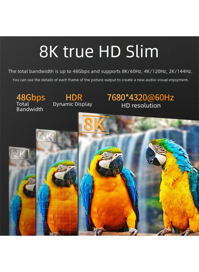 Neutral Hdmi Cable 2.1 Hd Line 8 K60hz Tv Projection Laptop Monitor 4k144 Video Cable - Image 2