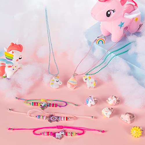 WESAYEE Kids Play Jewelry for Girls 46 Unicorn Necklace and Bracelet Set Ring for Little Girls Jewelry Ages 46 68 Toddler Birthday Gift Princess Dress Up for 5 6 3 8 7 4 Year Old - Image 5