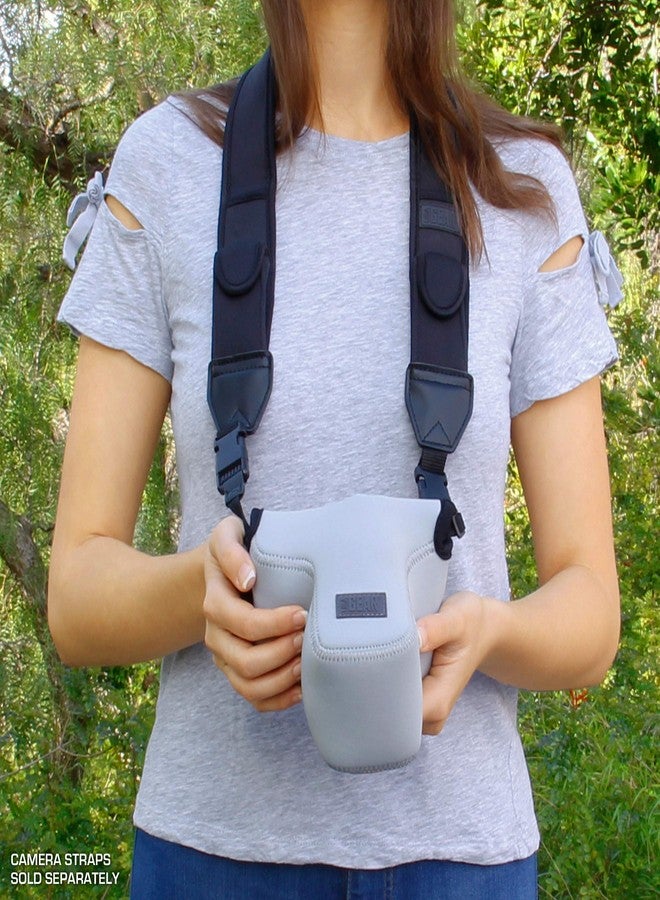 يو إس أية جير حقيبة كاميرا DSLR/جراب كاميرا SLR من USA GEAR (رمادي) مع حماية من النيوبرين، وحلقة حزام، ومساحة لتخزين الملحقات - متوافقة مع كاميرات Nikon D3400 / Canon EOS Rebel SL2 / Pentax K-70 وغيرها الكثير - Image 5