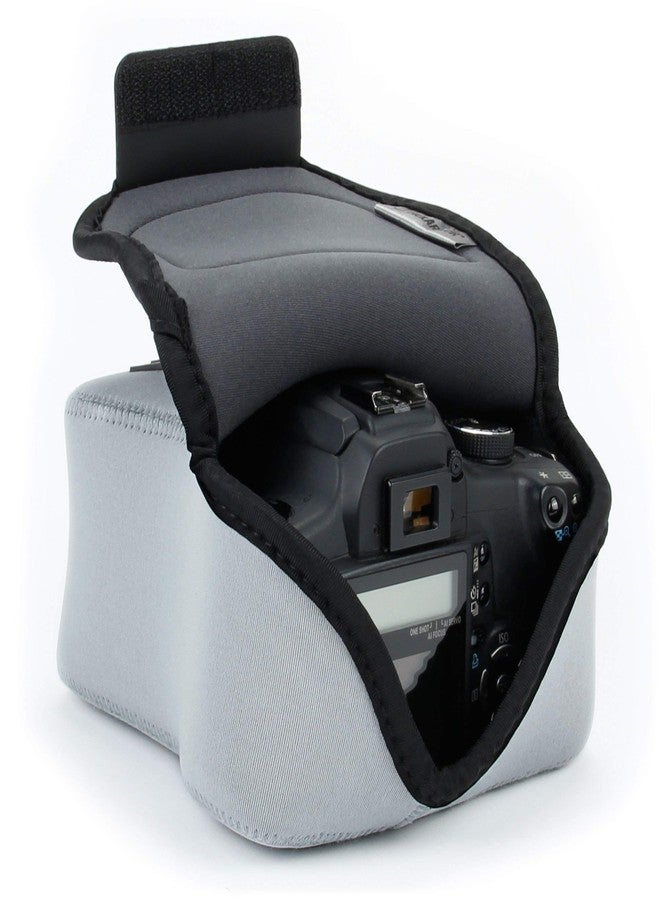 يو إس أية جير حقيبة كاميرا DSLR/جراب كاميرا SLR من USA GEAR (رمادي) مع حماية من النيوبرين، وحلقة حزام، ومساحة لتخزين الملحقات - متوافقة مع كاميرات Nikon D3400 / Canon EOS Rebel SL2 / Pentax K-70 وغيرها الكثير - Image 1