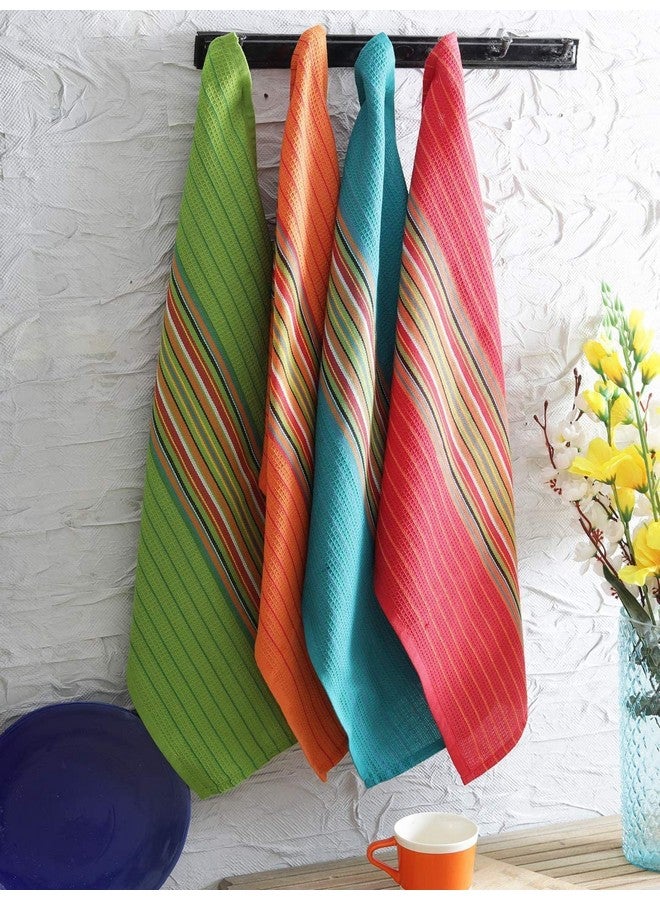 SAMI STUDIOS Kitchen Cleaning Super Value Pack - 100% Pure Cotton Soft Absorbent Towel for Hand, Lunch, Face, Daily Use - Large Size 40 X 60 Cm, Spanish Stripe (Set of 4 Pcs), Assorted - Image 1
