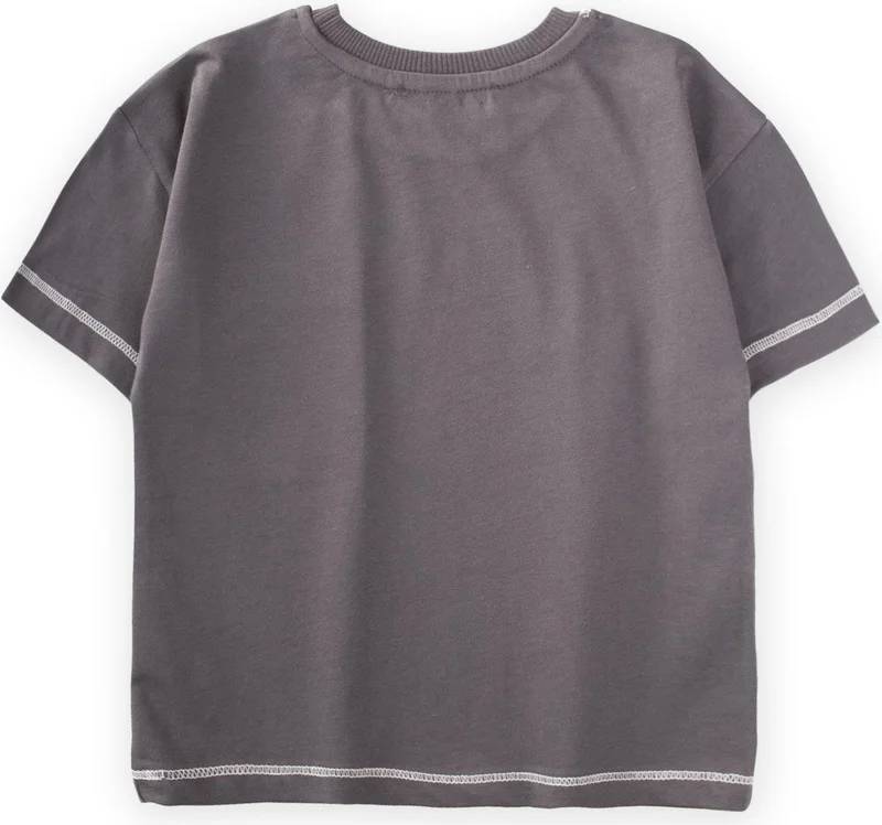 Cigit Karyoka Detailed Pocket T-Shirt Age 2-10 Gray