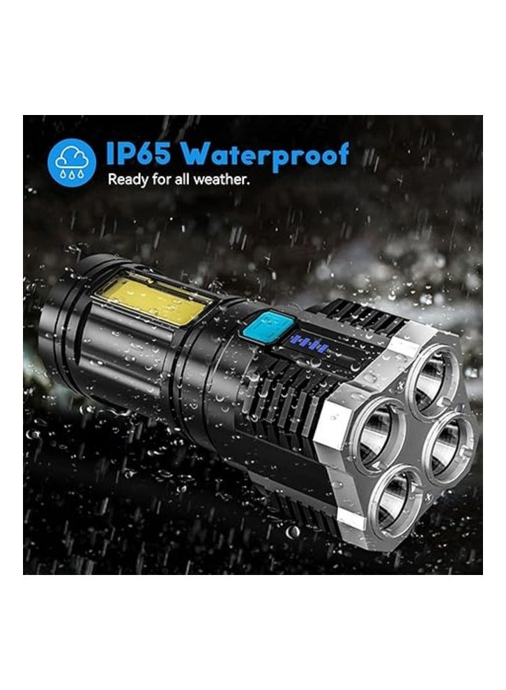 USB Rechargeable Super Bright LED Torch with Side Light 4 Modes COB Lumens Powerful for Outdoor Camping Torch - Image 3