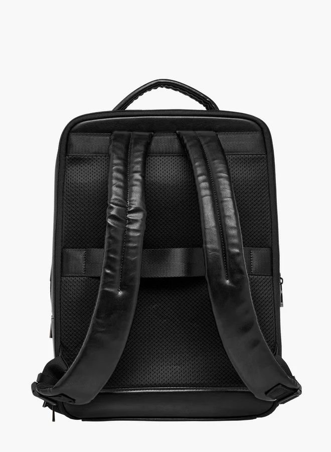 DUCHINI Solid Backpack with Top Handle and Zip Closure - 31x17x43 cm
