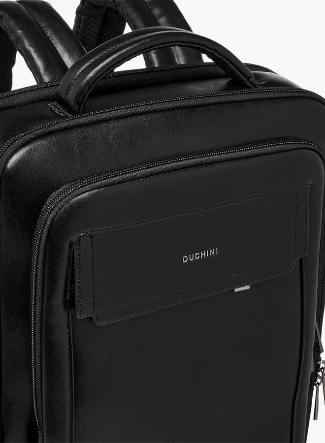 DUCHINI Solid Backpack with Top Handle and Zip Closure - 31x17x43 cm