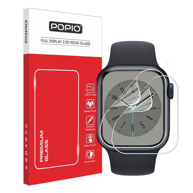 POPIO Acrylic Screen Guard Protector Compatible for Apple Watch Series 7 / Series 8 / Series 9, 45mm (Transparent) with Edge to Edge Full Screen Coverage & Easy Installation Kit, Pack of 2 - Image 5
