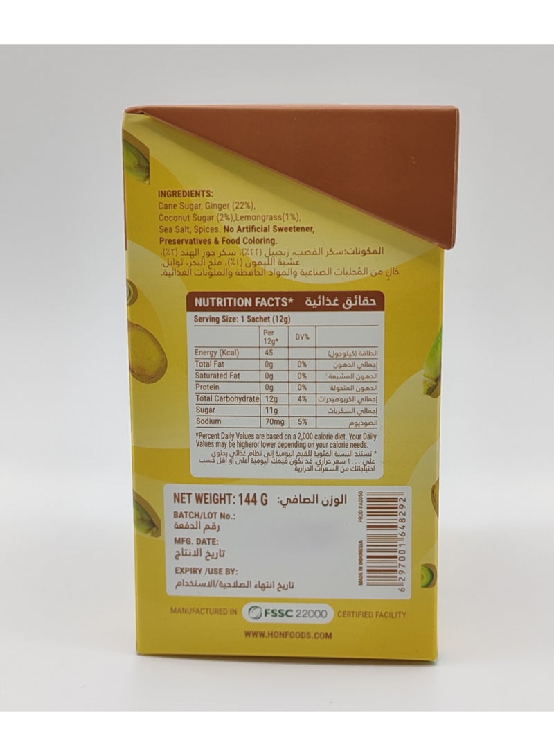 HON FOODS Lemongrass Ginger Drink (Pack of 12 Sachets), Made from 100% Real Ginger - Image 3