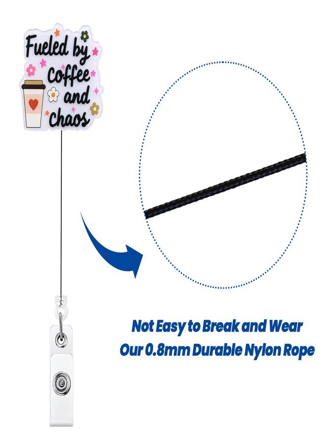 BVIIE Fueled by Coffee and Chaos Funny Badge Reel | Retractable ID Card Badge Holder | Coffee Lover Badge Buddy | Office Gifts for RN CNA MA LPN ER Nurse Doctor Teachers Coworkers | Acrylic｜Alligator Clip - Image 5