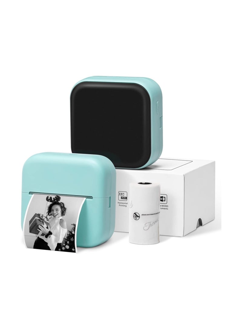 Mini Thermal Printer, Pocket Sticker Printer Label Makers, Inkless Printer with 1 Roll Paper, Portable Blutooth Small Printer, Study Printer for Pictures, Photos, Journals, DIY - Image 1