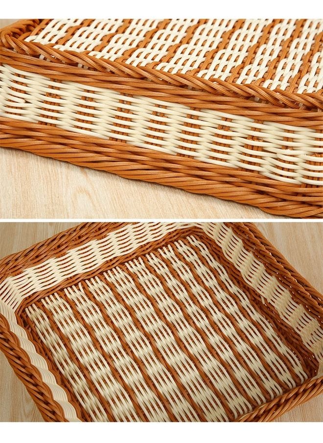 C&C Home - 1-Piece Handmade Bamboo Rattan Rectangular Fruit Basket Food Storage Bowls Service Tray Kitchen Organizer 40x30x10cm - Image 1