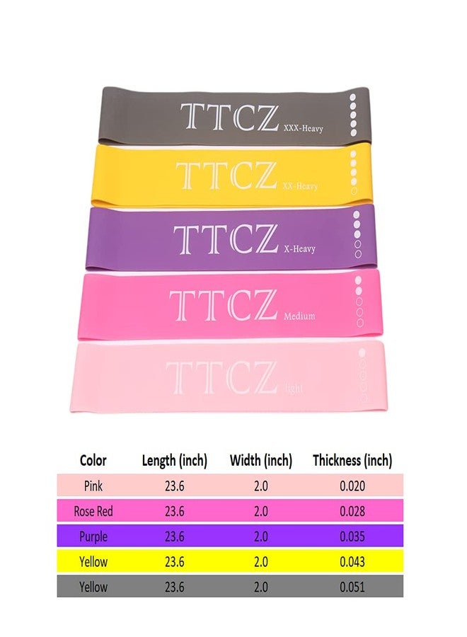 TTCZ Resistance Loop Exercise Bands with Carry Bag| Workout Loop Bands for Body Workout Fitness Stretch| Set of 5 (20.6" Loop) - Image 2