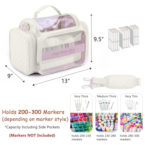 APOFFICE Marker Organizer Case Bag for 200300 Markers Large Art Supply Storage Bag with Detachable Dividers Travel Marker Holder for Alcohol Markers Brush Pens Colored Pencils Craft Supplies - Image 3